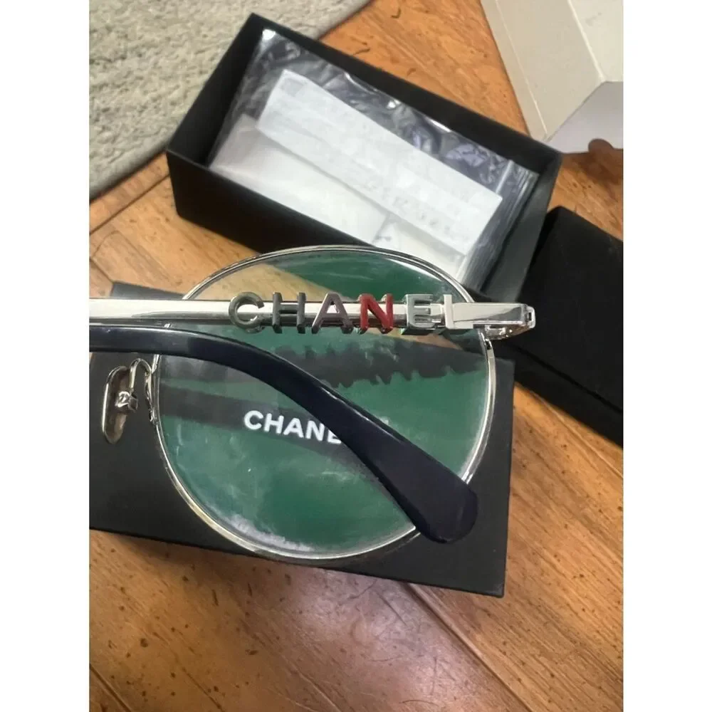 CHANEL Round Silver Metal Frame Glasses sunglasses frame